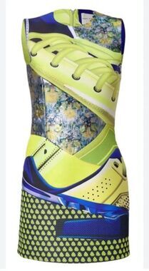 Mary Katrantzou x Adidas Silk Sneaker Print Shift Dress Multicolor US 6